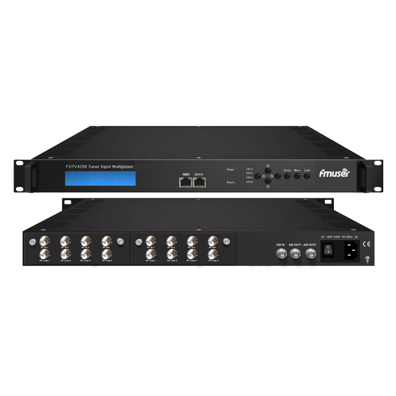 FMUSER FUTV4208 8 Tuner IRD(8 DVB-S2/T RF Input,1 ASI In,2 ASI 1 IP Output)Multiplexer